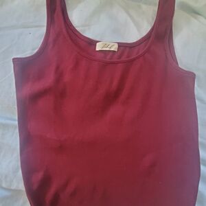 Ribbed Scoop Neck Tank in Wine - Tulle